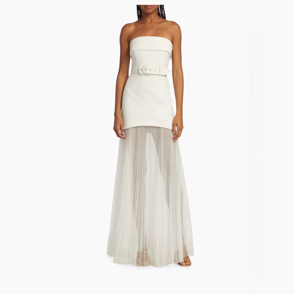 Rebecca Vallance White Cyndi strapless long gown